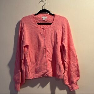 J. Crew Pink Cashmere-Blend Pearl Button Cardigan